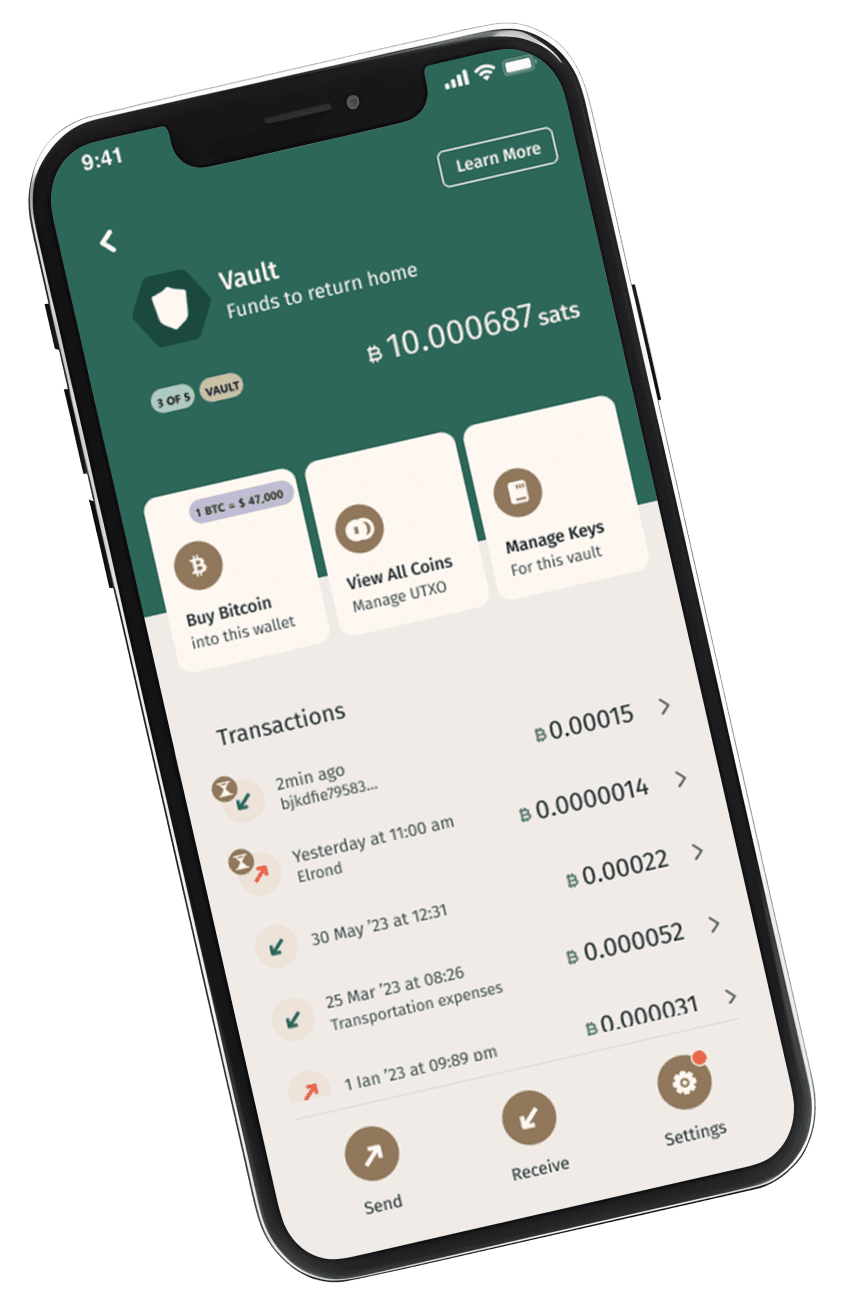 Bitcoin Keeper app screen